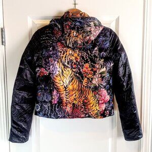 Sonia Bogner Tiger Print Floral Goose Down Puffer Jacket